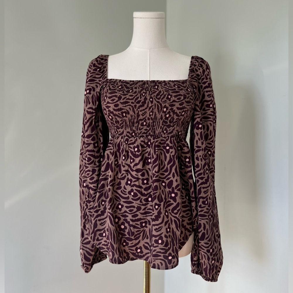 THREADS 4 THOUGHT Kerrie Wild Floral Woven Boho Peasant Top NWT
